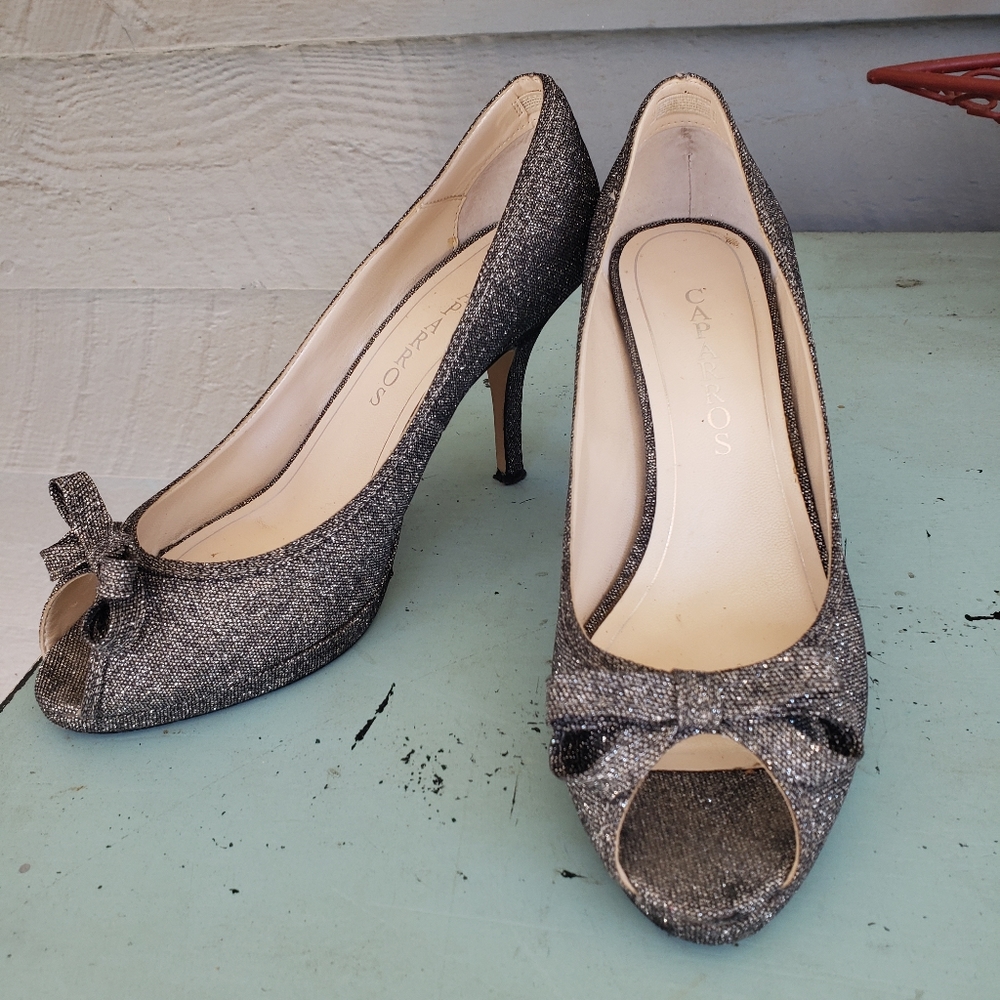 Caparros rhinestone bow heels